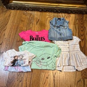 Girls mixed 6 piece lot tops‎ pajamas vest size 4T/5T